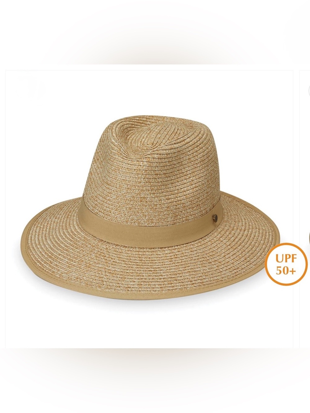 Wallaroo Hat Company Gabi Women’s Straw Fedora Hat Packable Adjustable Tan SPF